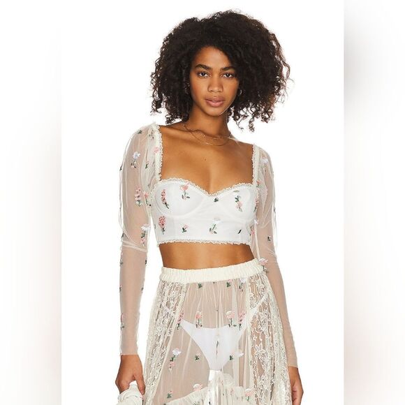 REVOLVE MAJORELLE Lace Bustier Balletcore Cottagecore Coquette Soft Crop Top - Picture 1 of 13